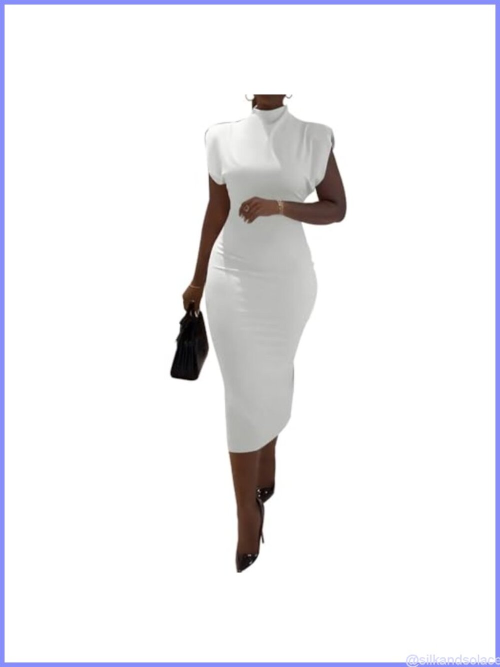 Women's Sleeveless High Neck Maxi Dress with Bodycon Fit and Back Slit - Picture 2 of 6